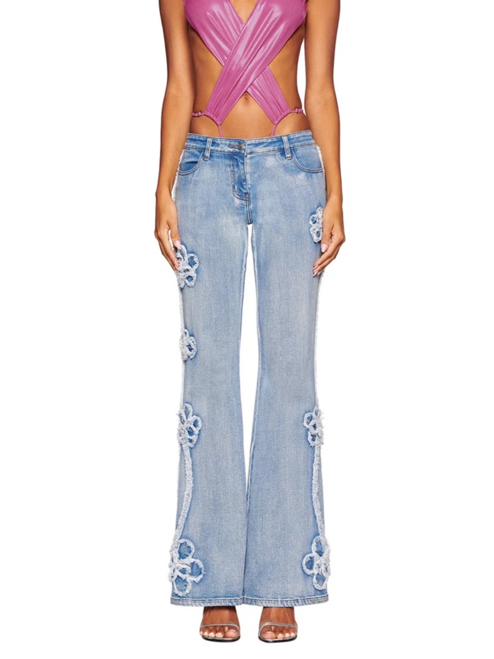 I.AM.GIA Tyla Embroidered Low Rise Y2K Flared Jeans